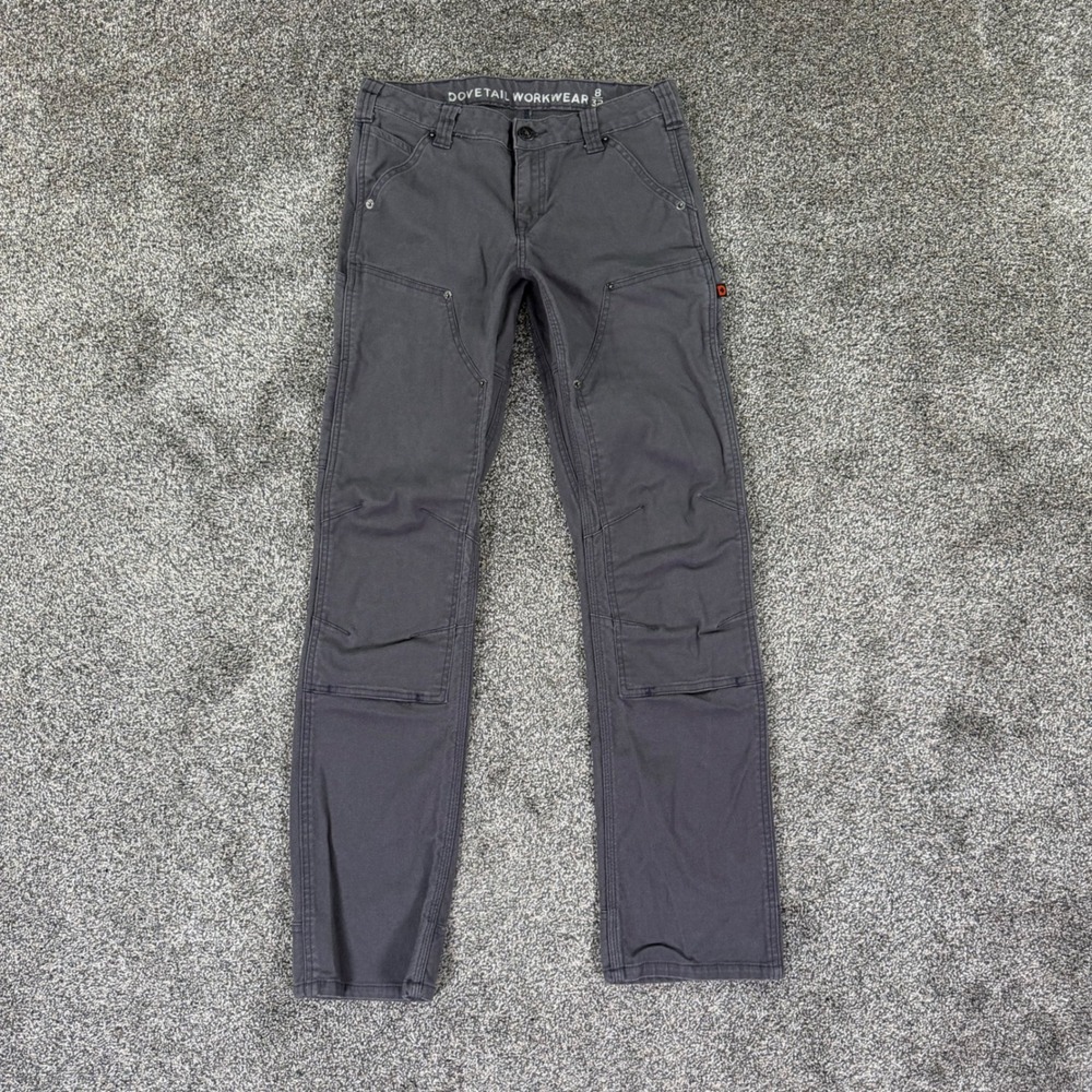 Dovetail Workwear Britt Utility Pants Gray Canvas Double Knee Womens 8/32